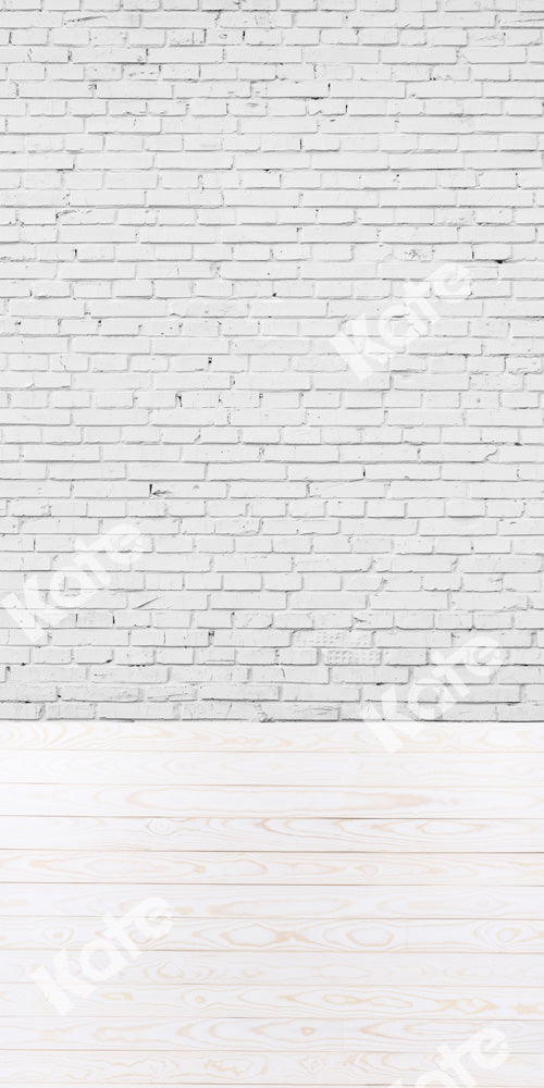 Kate Kombibackdrop Weiße Backsteinmauer weißes Holz Porträt Hintergrund - Kate Backdrop.de