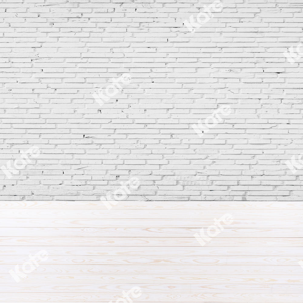 Kate Kombibackdrop Weiße Backsteinmauer weißes Holz Porträt Hintergrund - Kate Backdrop.de