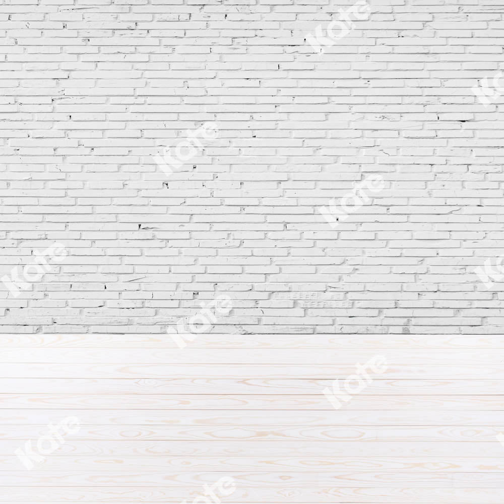 Kate Kombibackdrop Weiße Backsteinmauer weißes Holz Porträt Hintergrund - Kate Backdrop.de