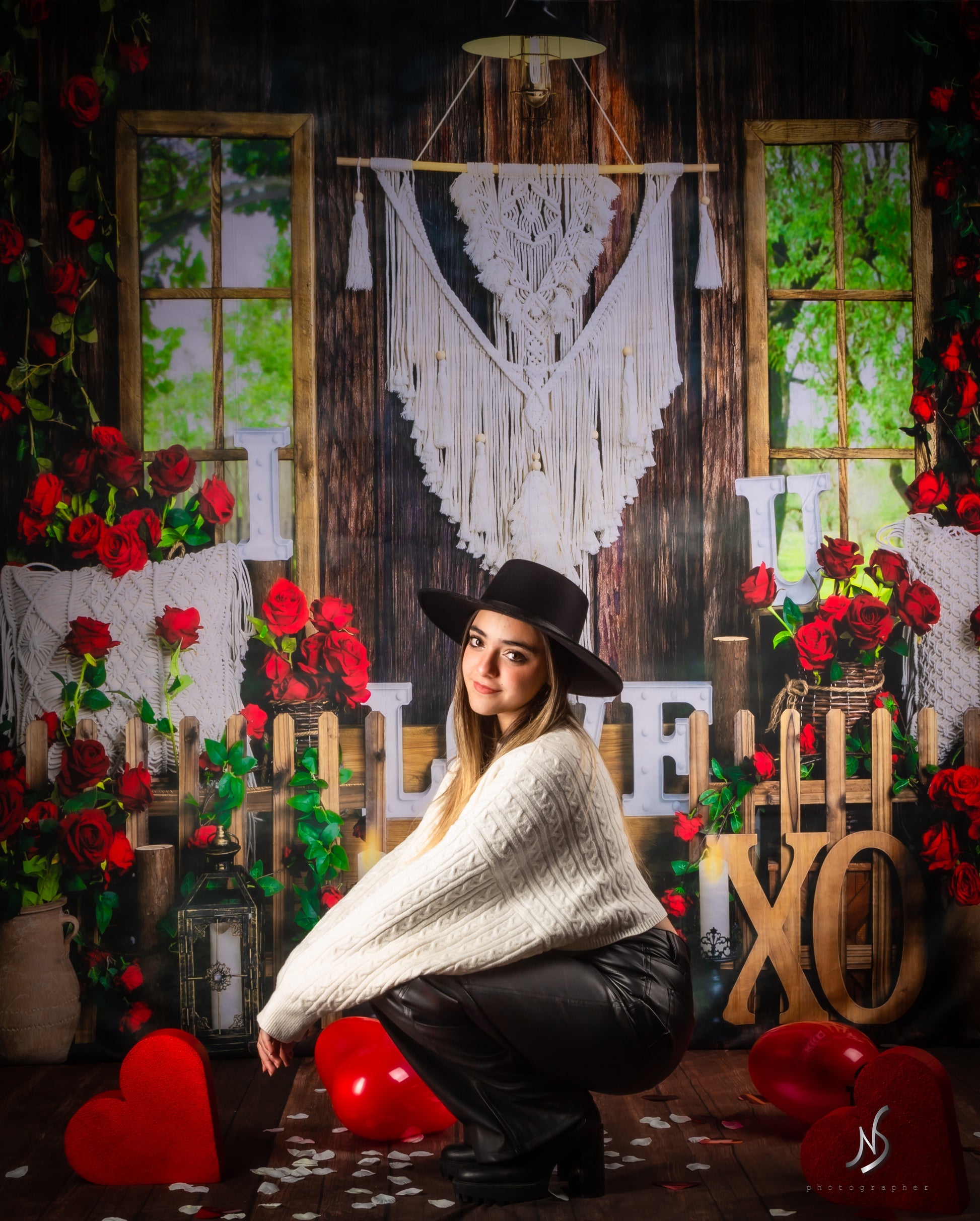 Kate Valentinstag Hintergrund Boho Fenster Rose von Emetselch - Kate Backdrop.de
