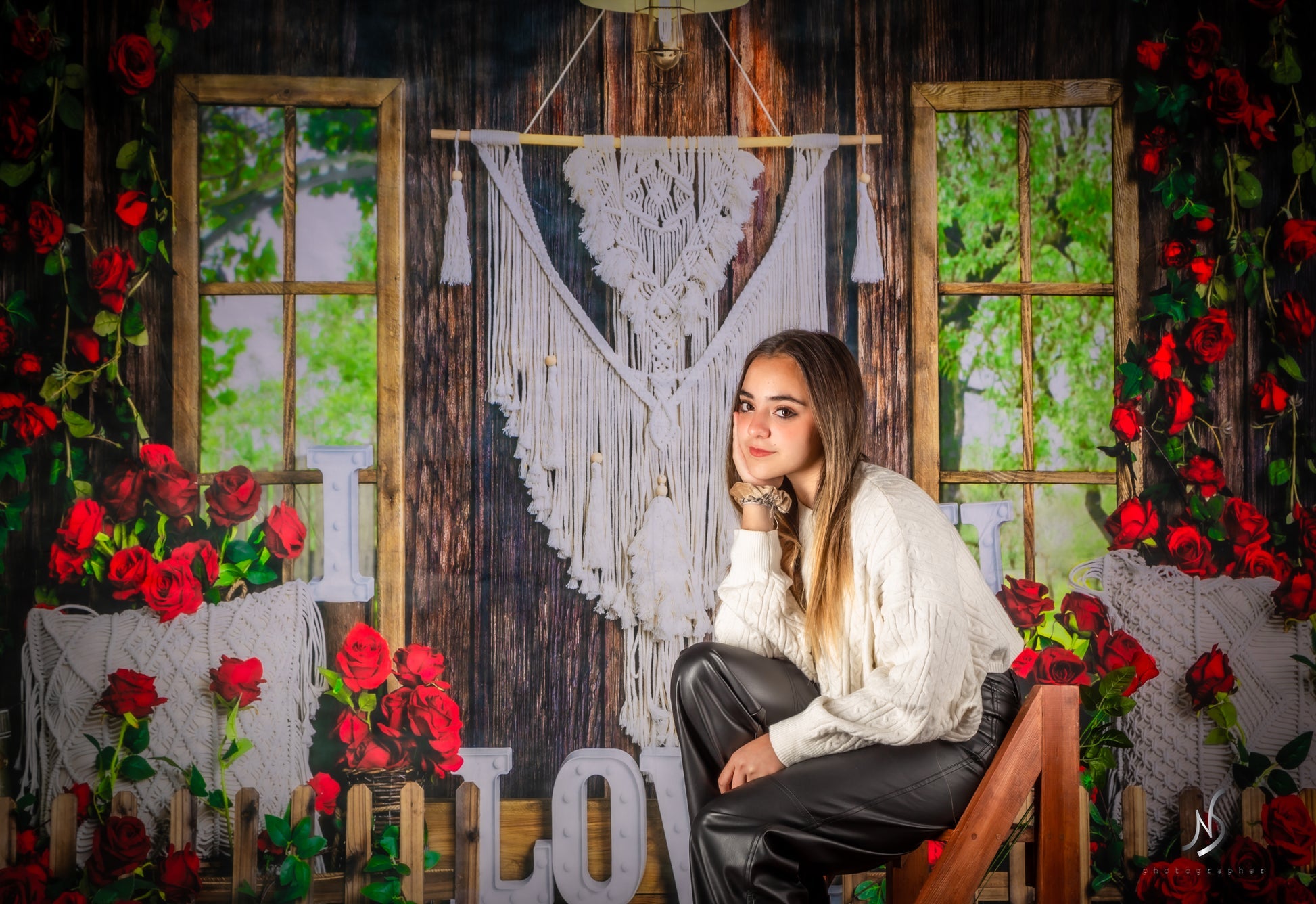 Kate Valentinstag Hintergrund Boho Fenster Rose von Emetselch - Kate Backdrop.de