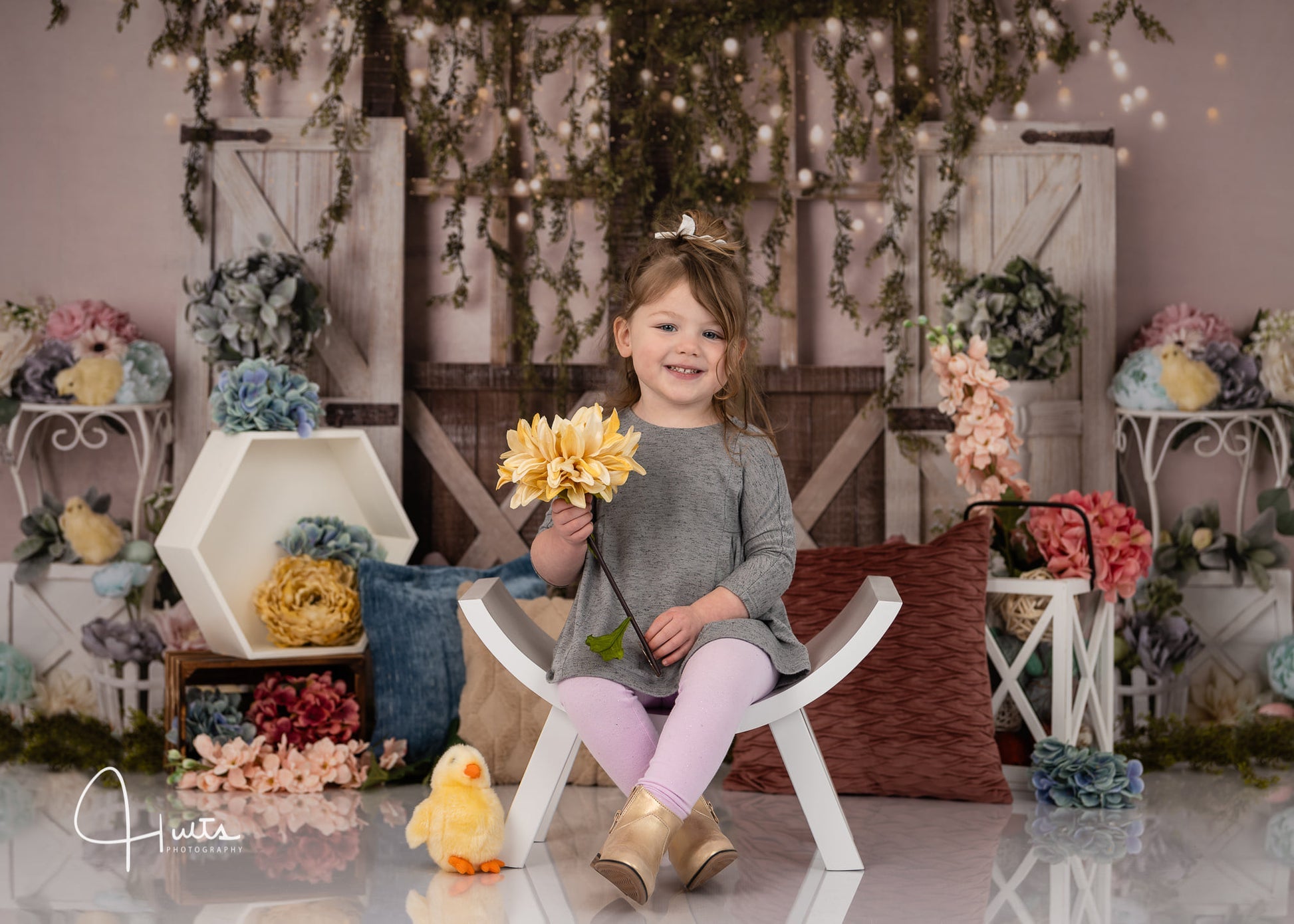 Kate Ostern Blumen Küken Hintergrund von Mandy Ringe Photography - Kate Backdrop.de