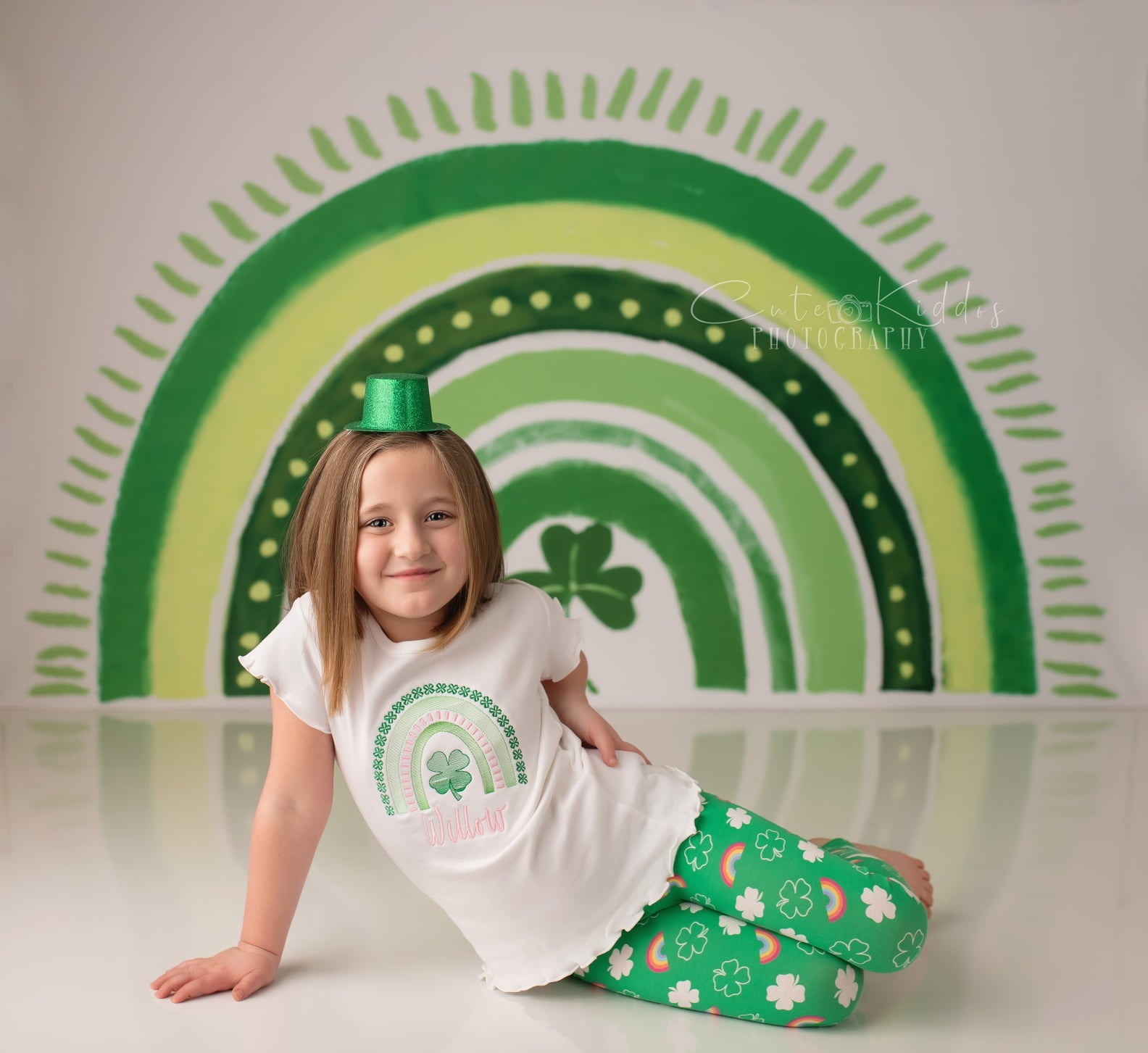 Kate St.Patrick's Day Hintergrund Regenbogen Grün Glücksklee von GQ - Kate Backdrop.de