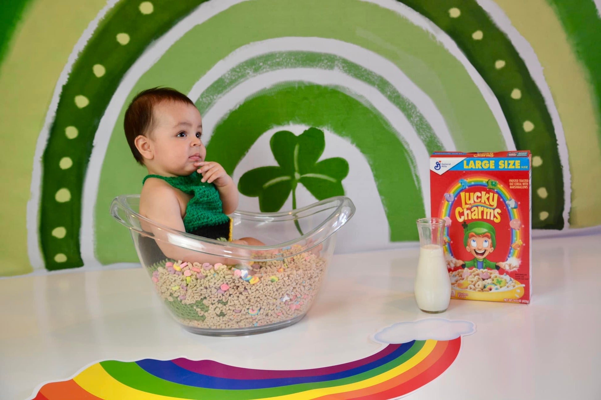 Kate St.Patrick's Day Hintergrund Regenbogen Grün Glücksklee von GQ - Kate Backdrop.de