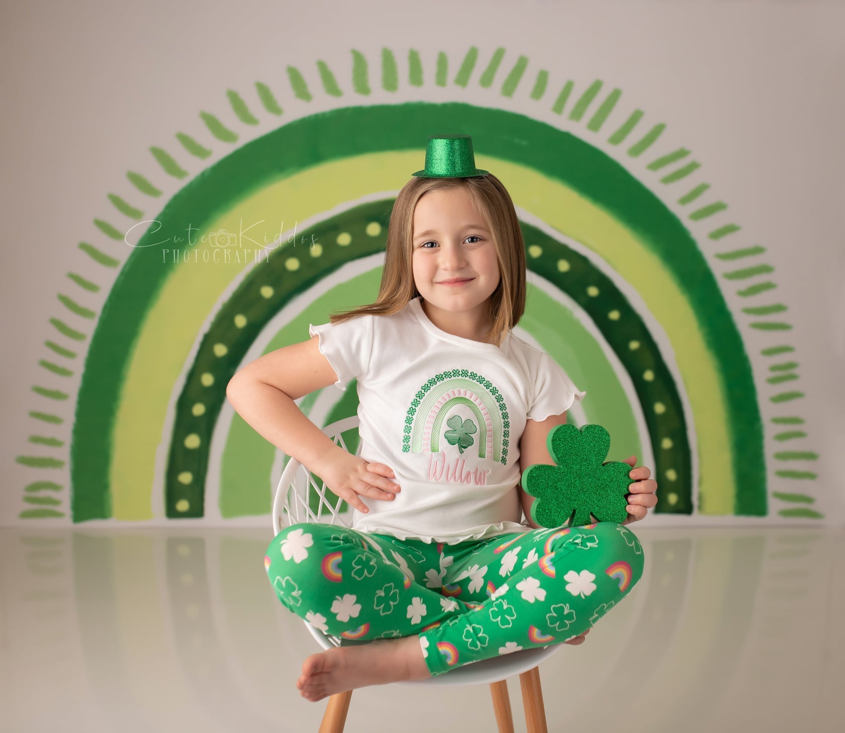 Kate St.Patrick's Day Hintergrund Regenbogen Grün Glücksklee von GQ - Kate Backdrop.de