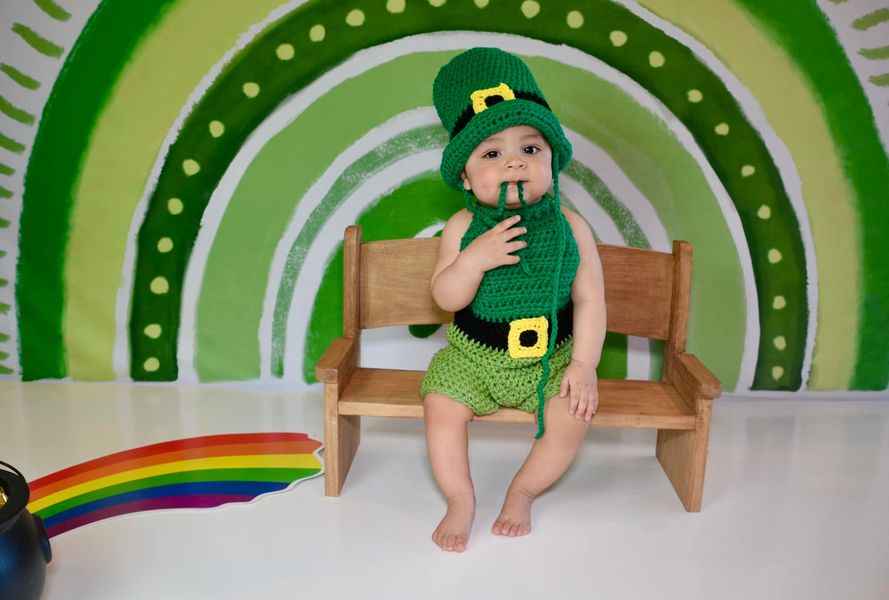 Kate St.Patrick's Day Hintergrund Regenbogen Grün Glücksklee von GQ - Kate Backdrop.de
