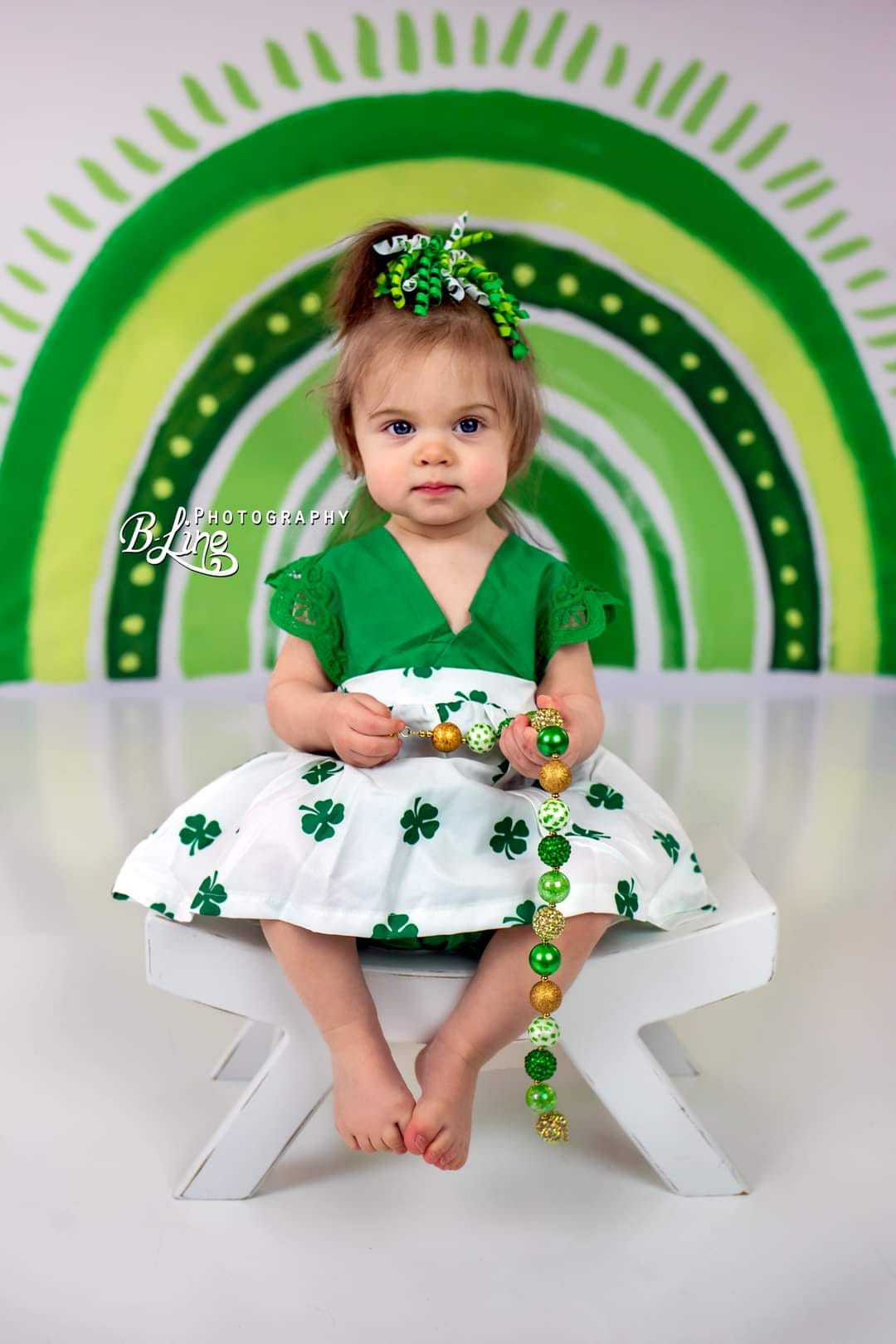 Kate St.Patrick's Day Hintergrund Regenbogen Grün Glücksklee von GQ - Kate Backdrop.de
