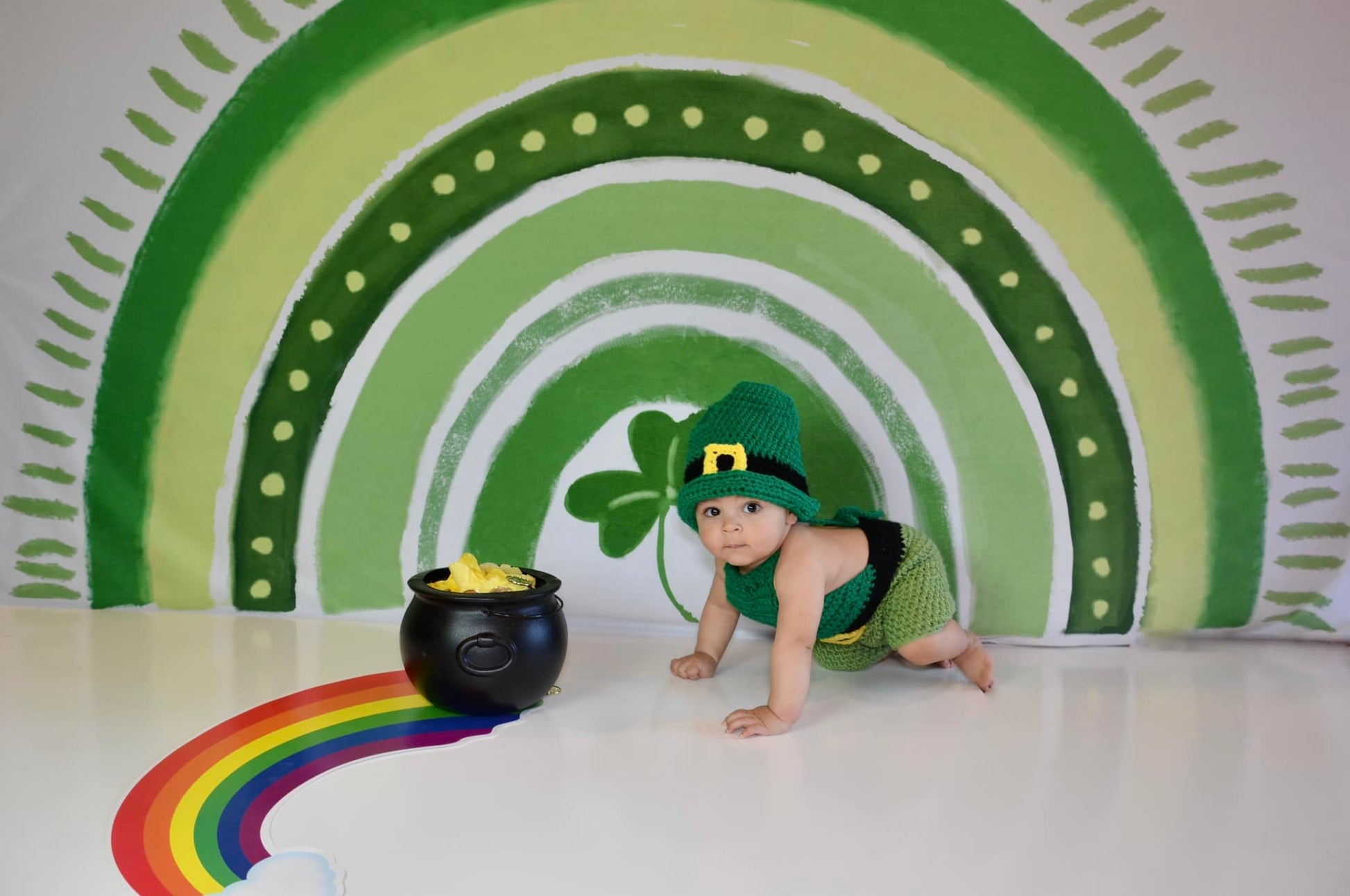 Kate St.Patrick's Day Hintergrund Regenbogen Grün Glücksklee von GQ - Kate Backdrop.de