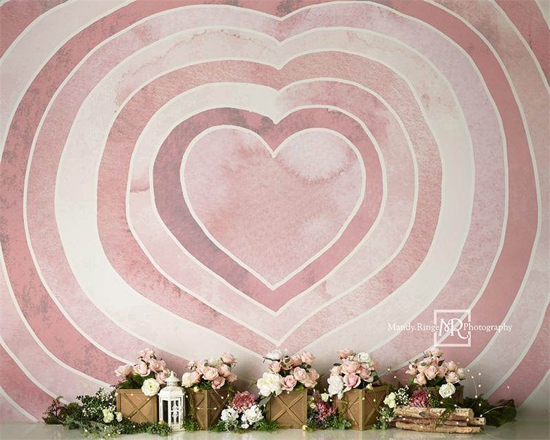 Kate Aquarell Valentinstag Hintergrund Herz Rosen von Mandy Ringe Photography - Kate Backdrop.de