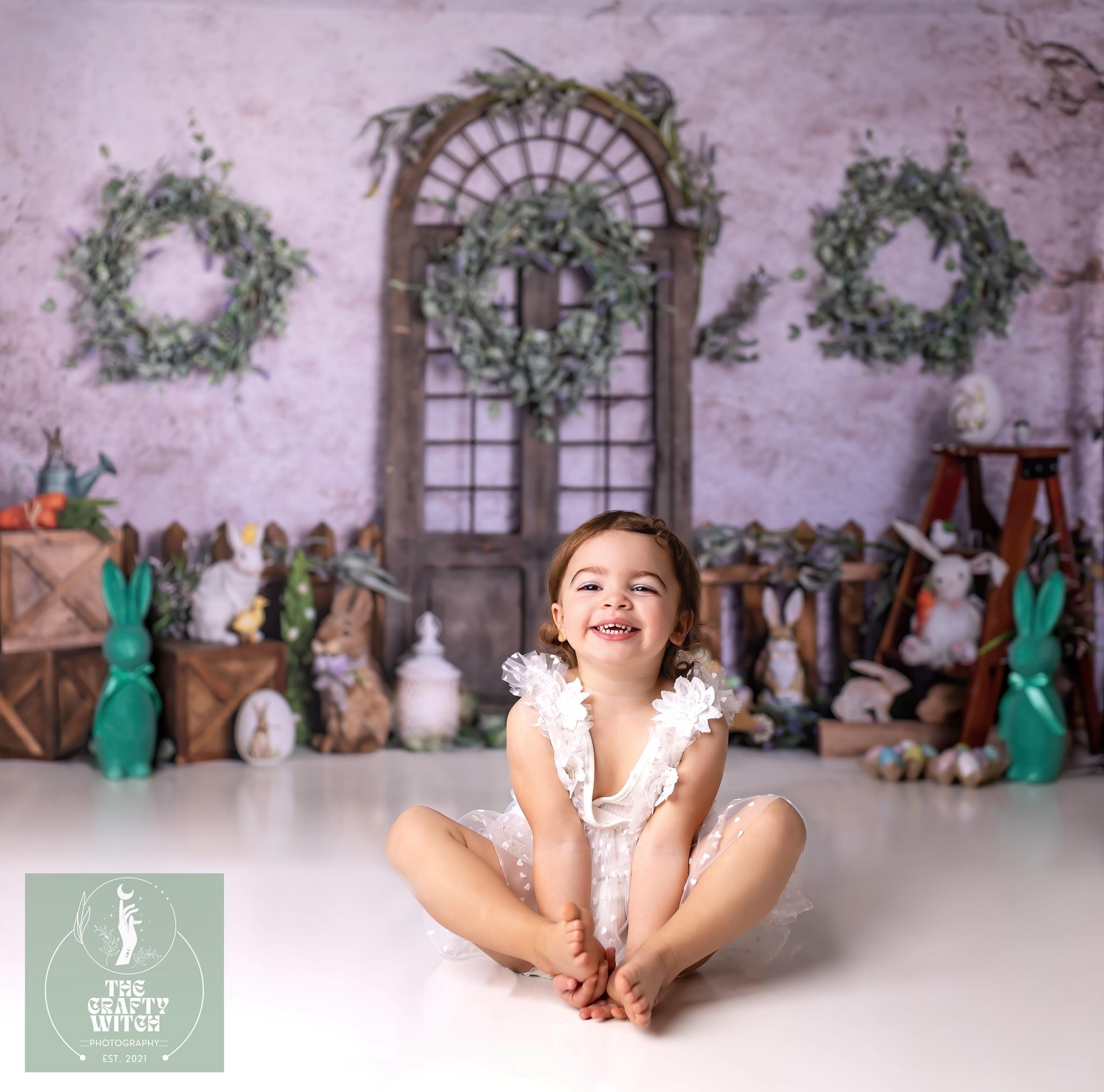 Kate Ostern Garten Tür Hintergrund Kaninchen für Fotografie von Rose Abbas - Kate Backdrop.de