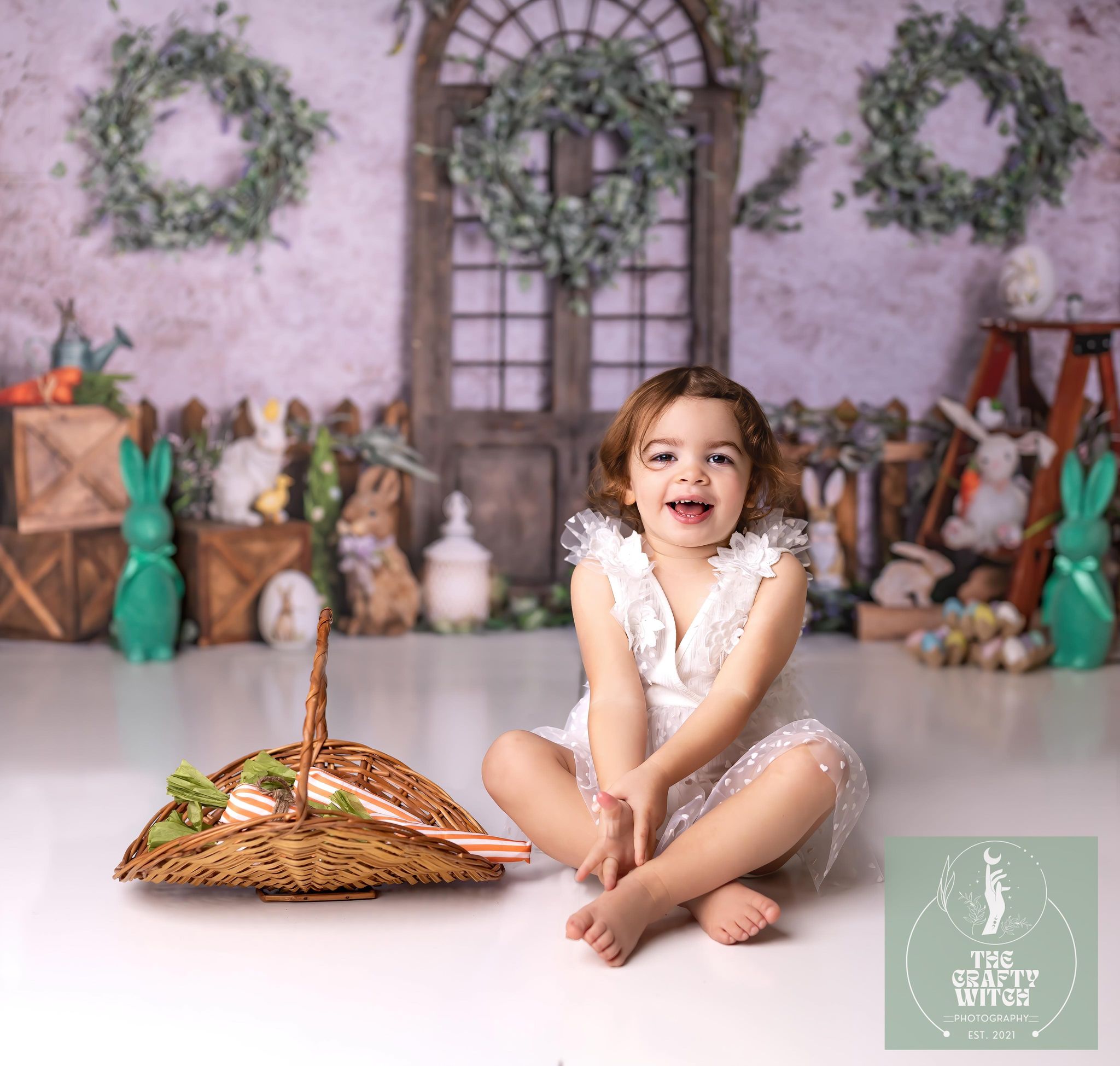 Kate Ostern Garten Tür Hintergrund Kaninchen für Fotografie von Rose Abbas - Kate Backdrop.de
