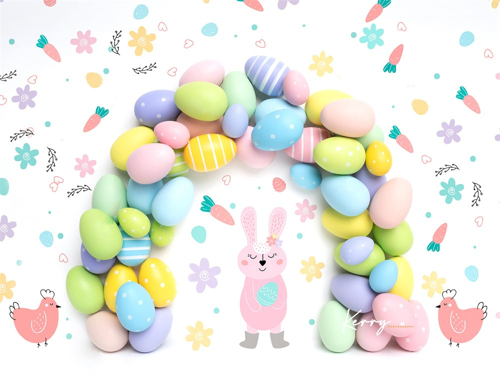 Kate Ostern Hase Eier Hintergrund Regenbogen Girlande von Kerry Anderson - Kate Backdrop.de