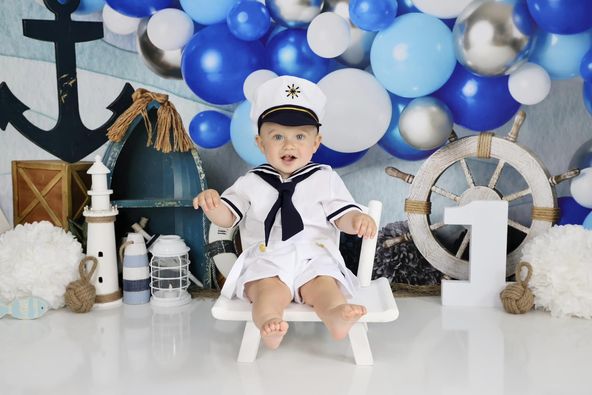 Kate Luftballons Geburtstag Junge Sommer Hintergrund von Mandy Ringe Photography - Kate Backdrop.de