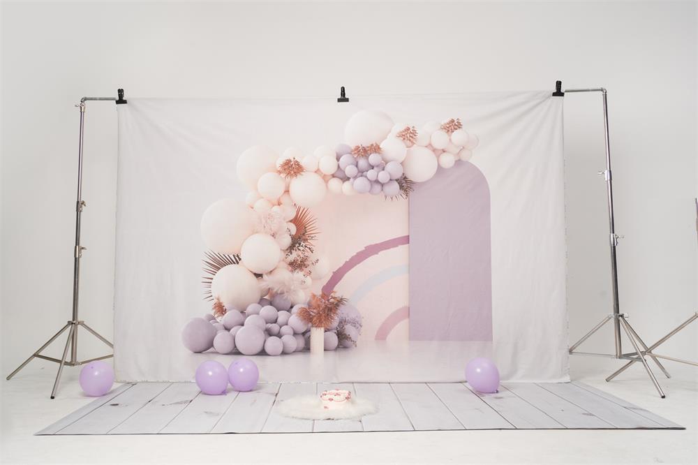Kate Lila Boho Luftballons Hintergrund Cake Smash Party von Uta Mueller Photography - Kate Backdrop.de