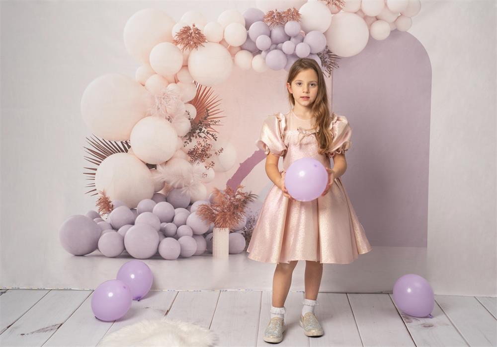 Kate Lila Boho Luftballons Hintergrund Cake Smash Party von Uta Mueller Photography - Kate Backdrop.de