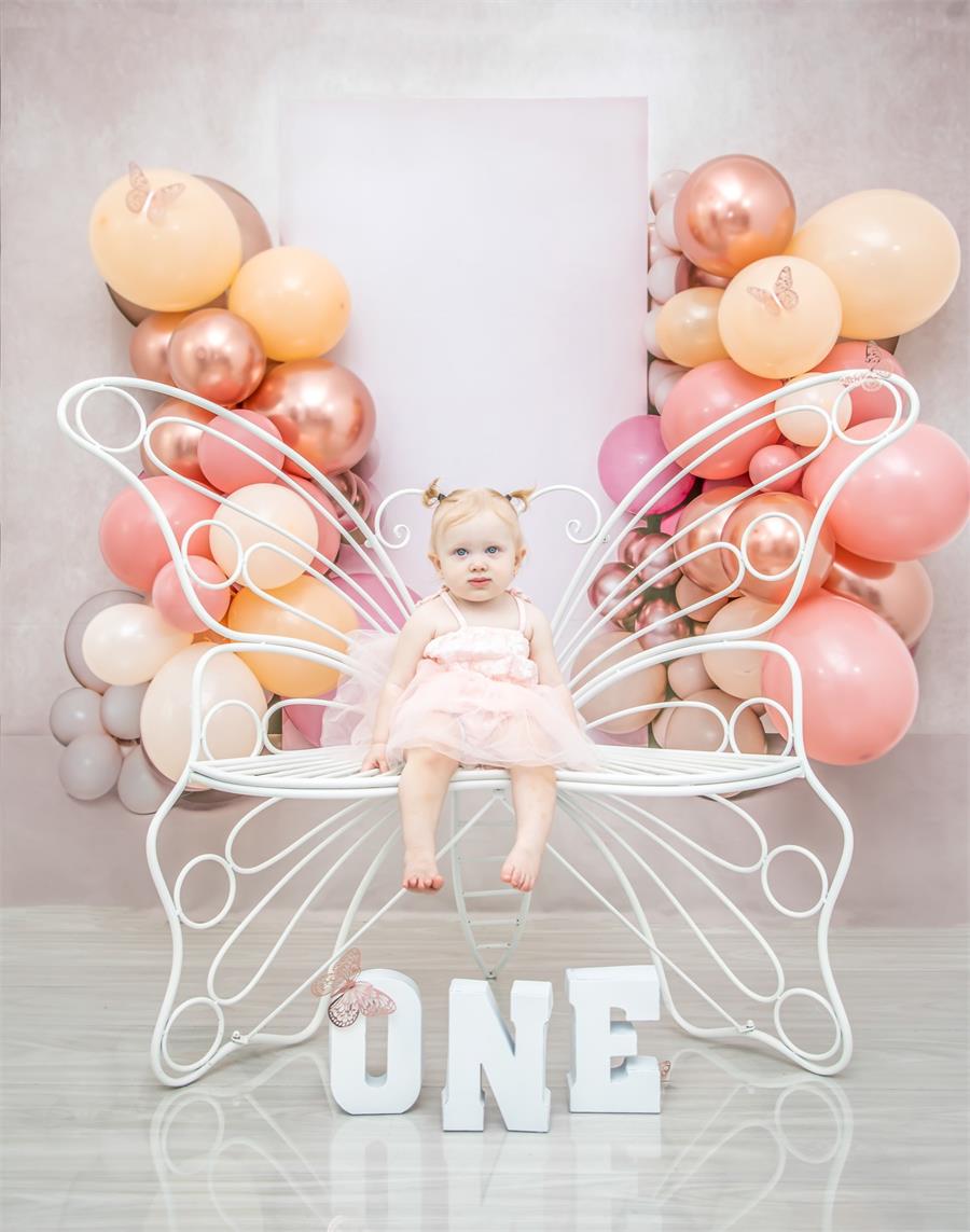 Kate Rosa Luftballons Hintergrund Geburtstag Mädchen Boho von Uta Mueller Photography - Kate Backdrop.de
