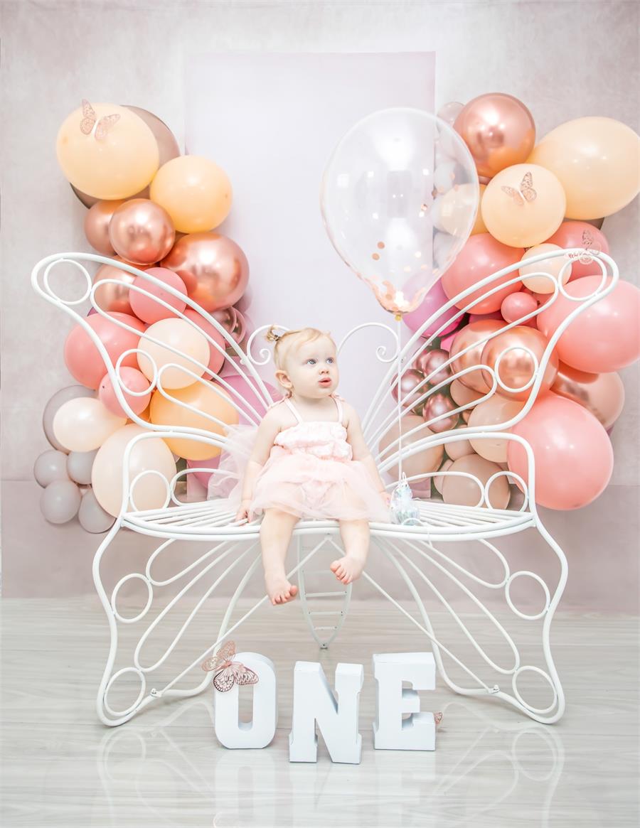 Kate Rosa Luftballons Hintergrund Geburtstag Mädchen Boho von Uta Mueller Photography - Kate Backdrop.de