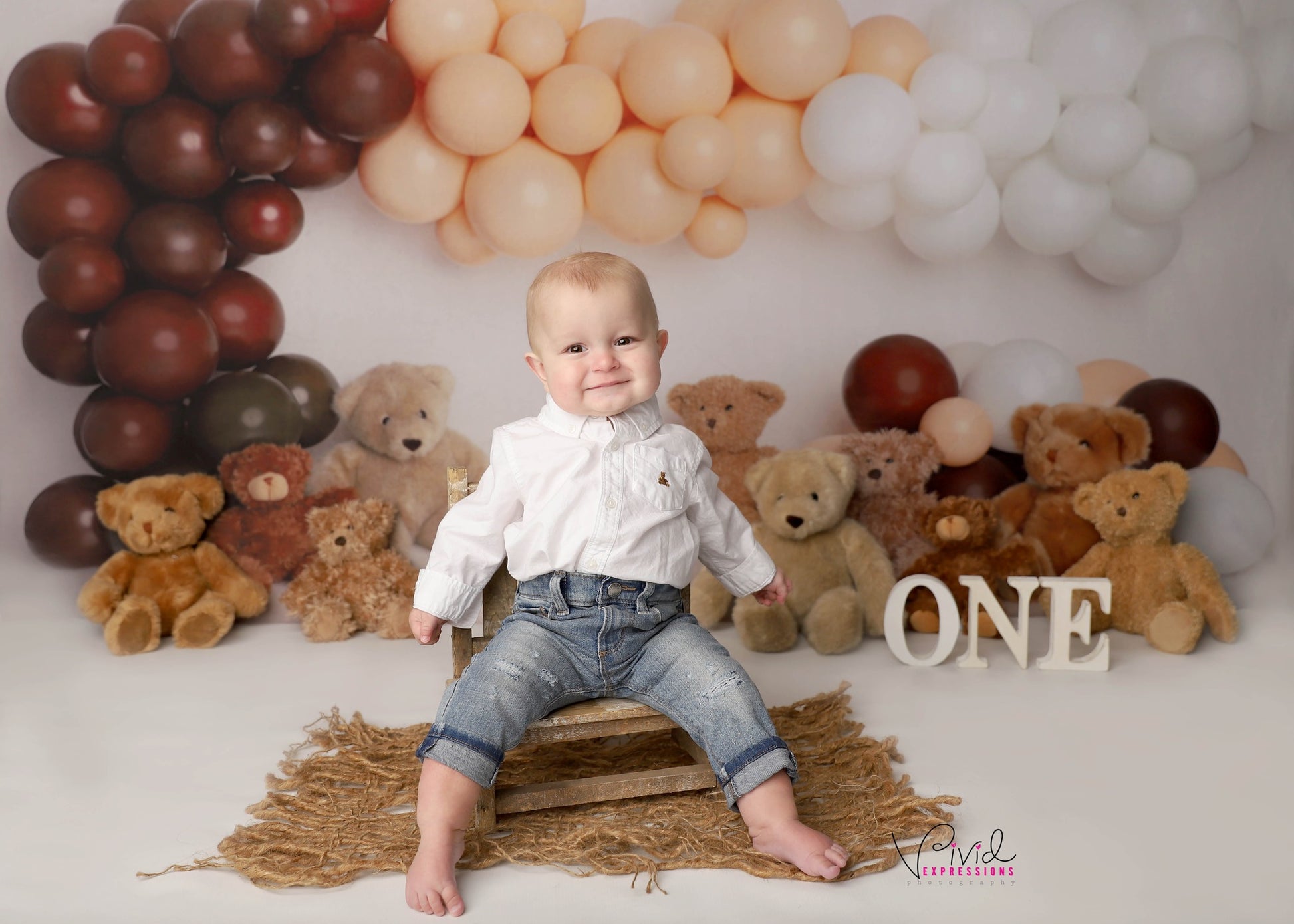 Kate Boho Bären Hintergrund Luftballons von Melissa King - Kate Backdrop.de