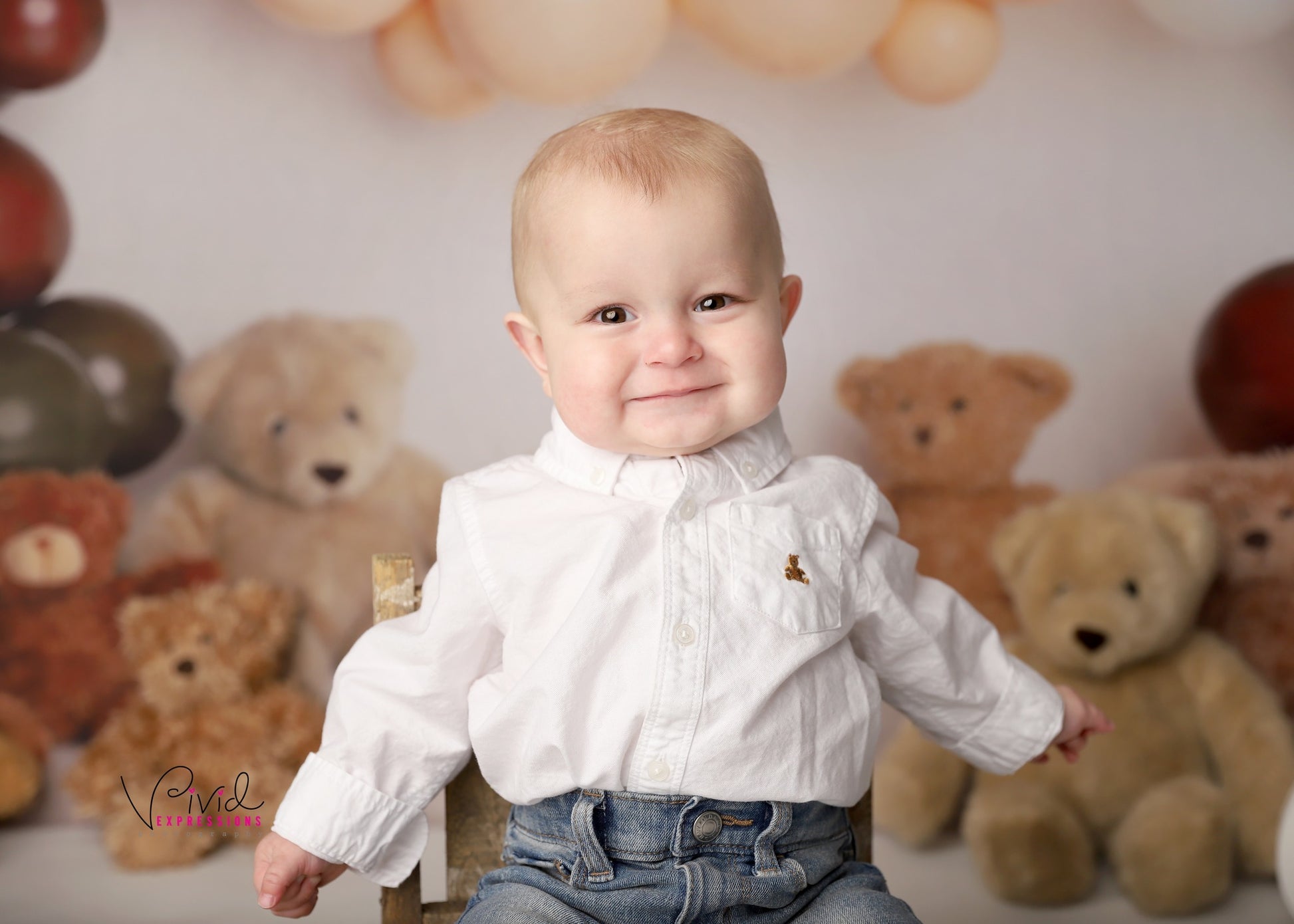 Kate Boho Bären Hintergrund Luftballons von Melissa King - Kate Backdrop.de