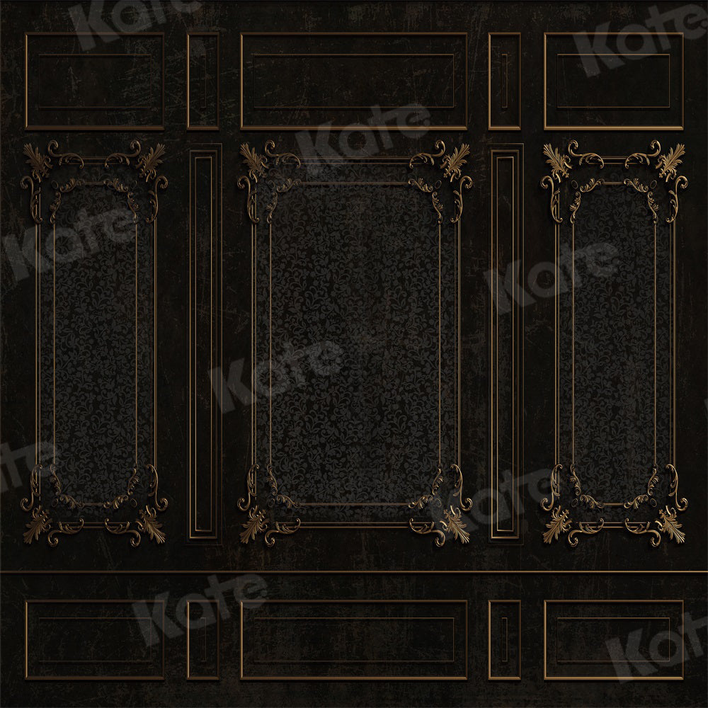 Kate Vintage Hintergrund Retro Schwarz Wand Gold - Kate Backdrop.de