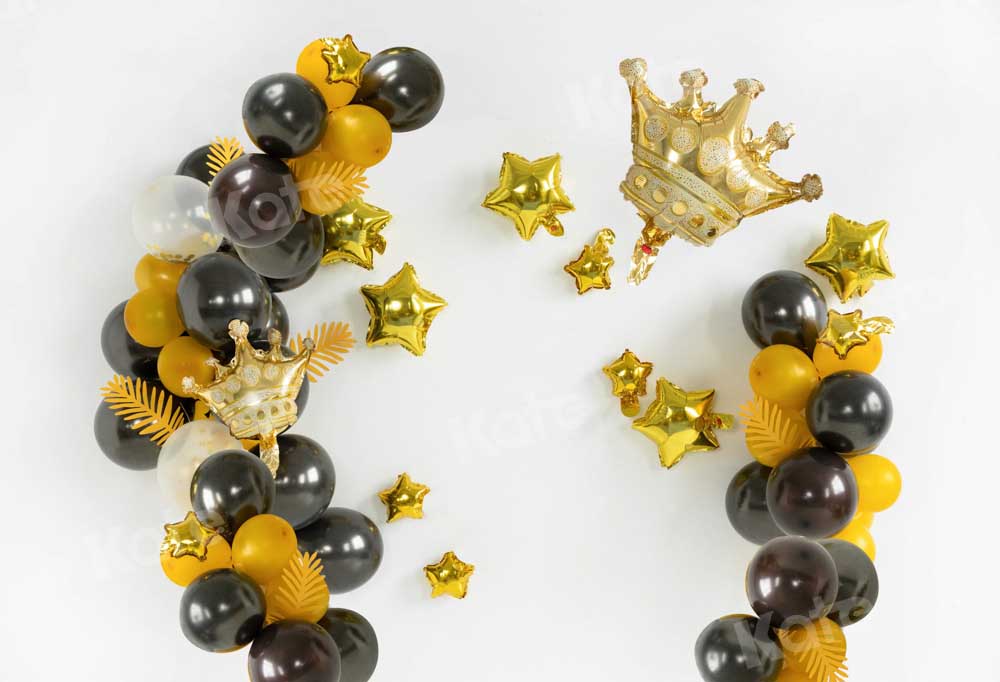 Kate Cake Smash Hintergrund Geburtstag Krone Schwarz Gold von Emetselch - Kate Backdrop.de