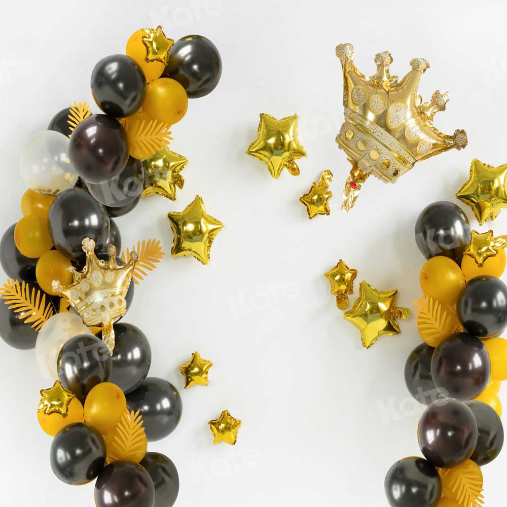 Kate Cake Smash Hintergrund Geburtstag Krone Schwarz Gold von Emetselch - Kate Backdrop.de