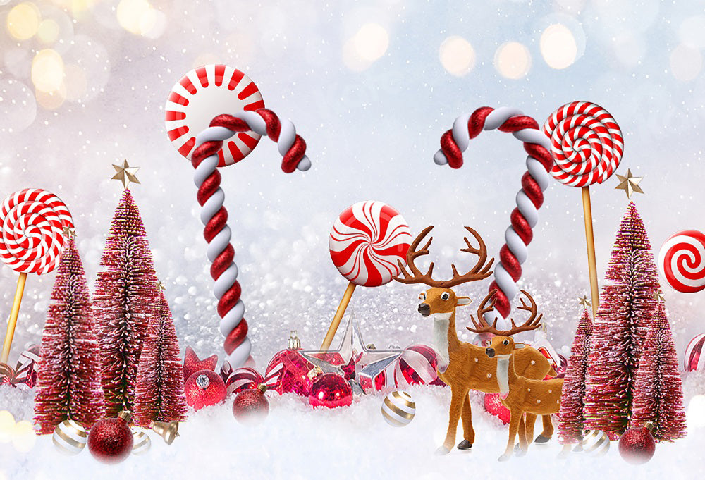 Kate Weihnachten Hintergrund Bokeh Süssigkeit Rot für Fotografie - Kate Backdrop.de