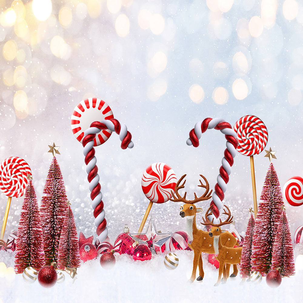 Kate Weihnachten Hintergrund Bokeh Süssigkeit Rot für Fotografie - Kate Backdrop.de