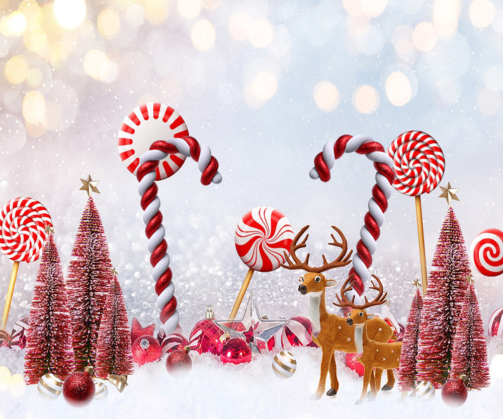 Kate Weihnachten Hintergrund Bokeh Süssigkeit Rot für Fotografie - Kate Backdrop.de