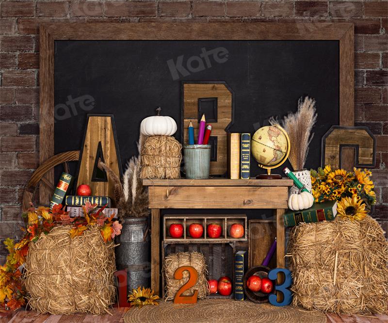 Kate Einschulung Schule Hintergrund Herbst Scheune für Fotografie - Kate Backdrop.de