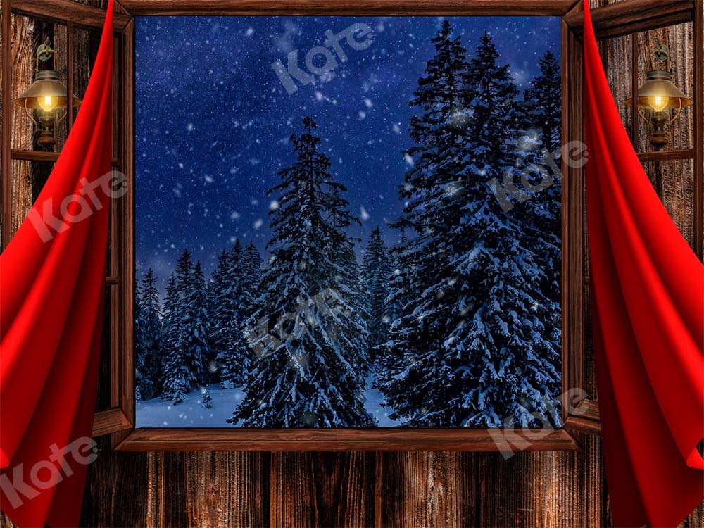 Kate Weihnachten Hintergrund Baum Fenster Holz von Chain Photography - Kate Backdrop.de