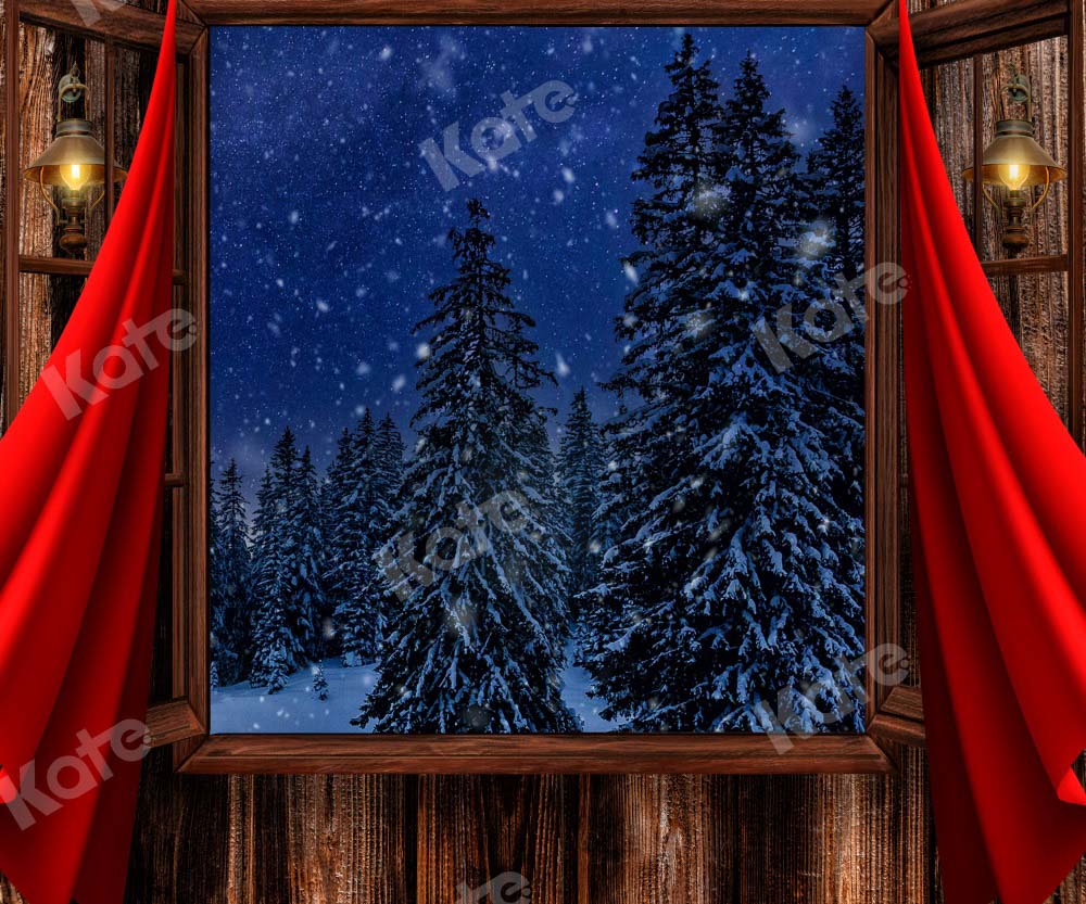 Kate Weihnachten Hintergrund Baum Fenster Holz von Chain Photography - Kate Backdrop.de