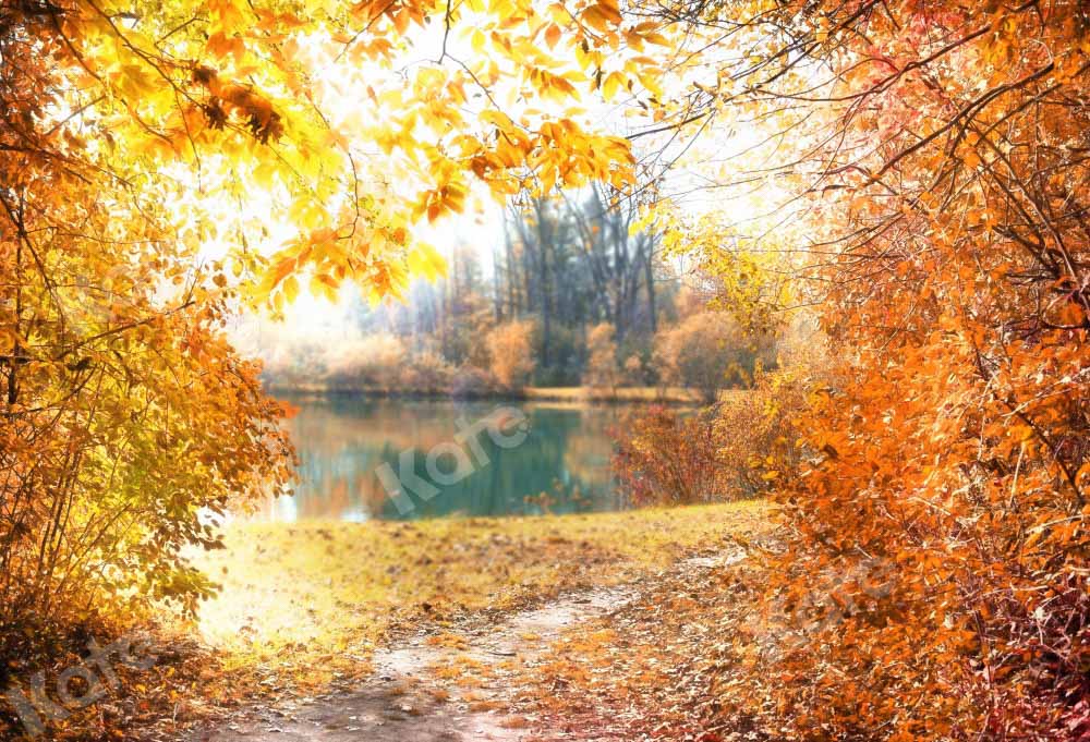 Kate Herbst Hintergrund Baum Wald Blätter Straße von Chain Photography - Kate Backdrop.de