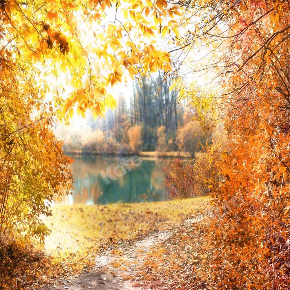 Kate Herbst Hintergrund Baum Wald Blätter Straße von Chain Photography - Kate Backdrop.de