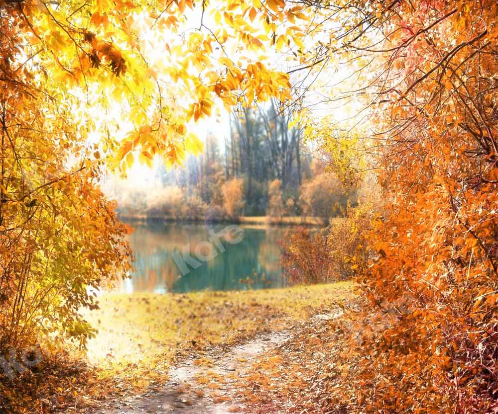 Kate Herbst Hintergrund Baum Wald Blätter Straße von Chain Photography - Kate Backdrop.de
