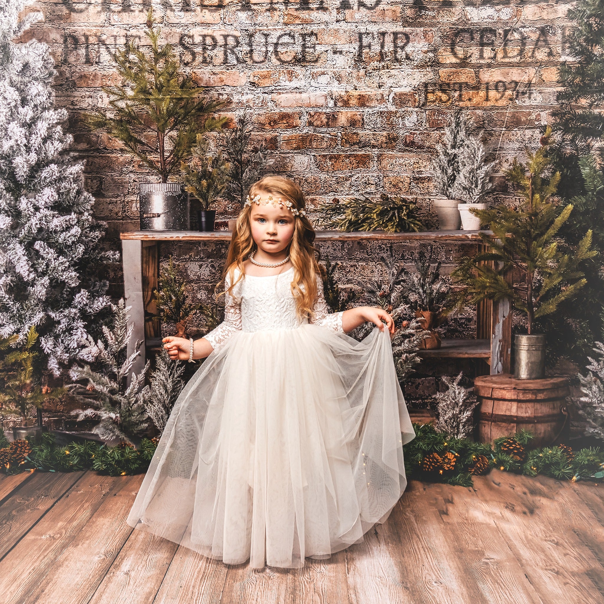 Kate Weihnachten Bauernhof Baum Stand Hintergrund von Mandy Ringe Photography - Kate Backdrop.de