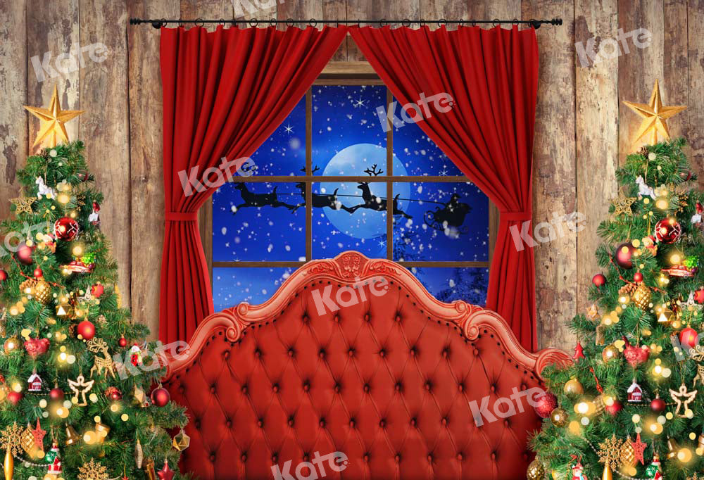 Kate Weihnachten Hintergrund Rot Kopfteil Fenster von Chain Photography - Kate Backdrop.de