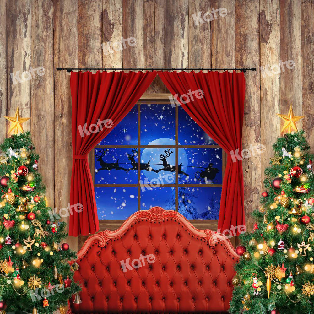 Kate Weihnachten Hintergrund Rot Kopfteil Fenster von Chain Photography - Kate Backdrop.de