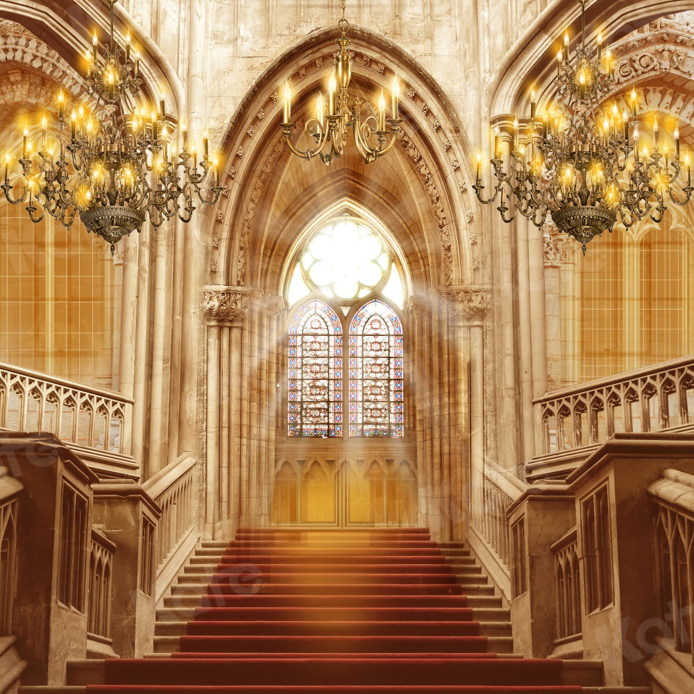 Kate Gold Retro Gebäude Hintergrund Schloss Treppe für Fotografie - Kate Backdrop.de
