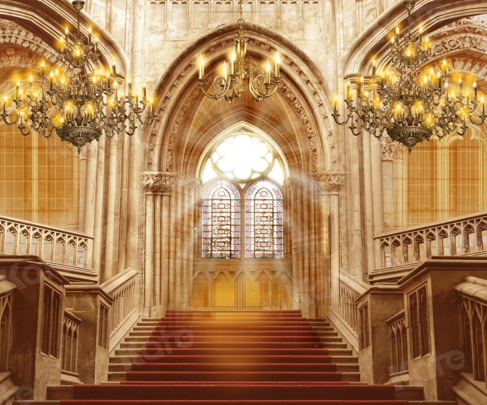Kate Gold Retro Gebäude Hintergrund Schloss Treppe für Fotografie - Kate Backdrop.de