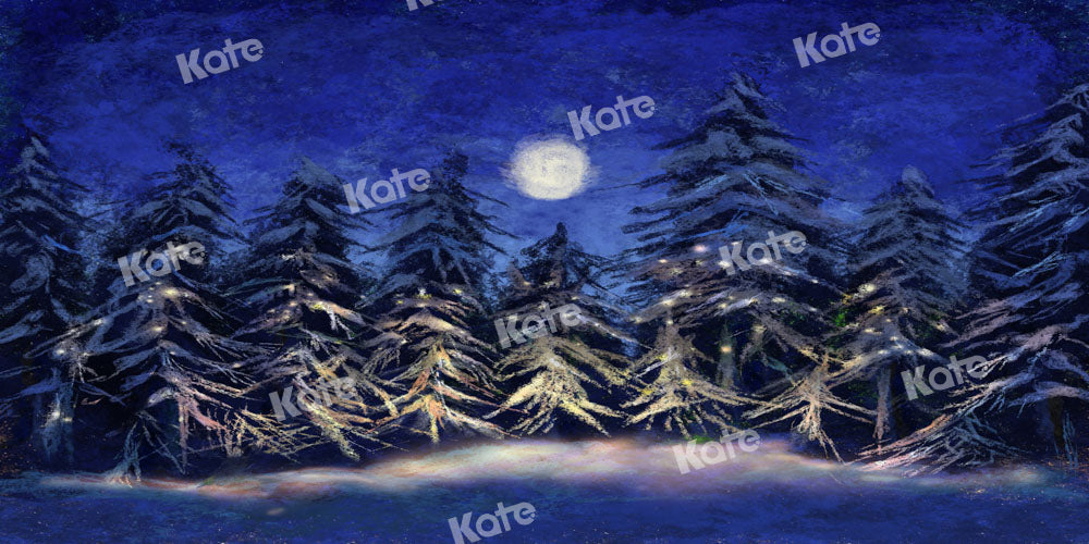 Kate Weihnachten Hintergrund Wald Nacht Mond von Chain Photography - Kate Backdrop.de