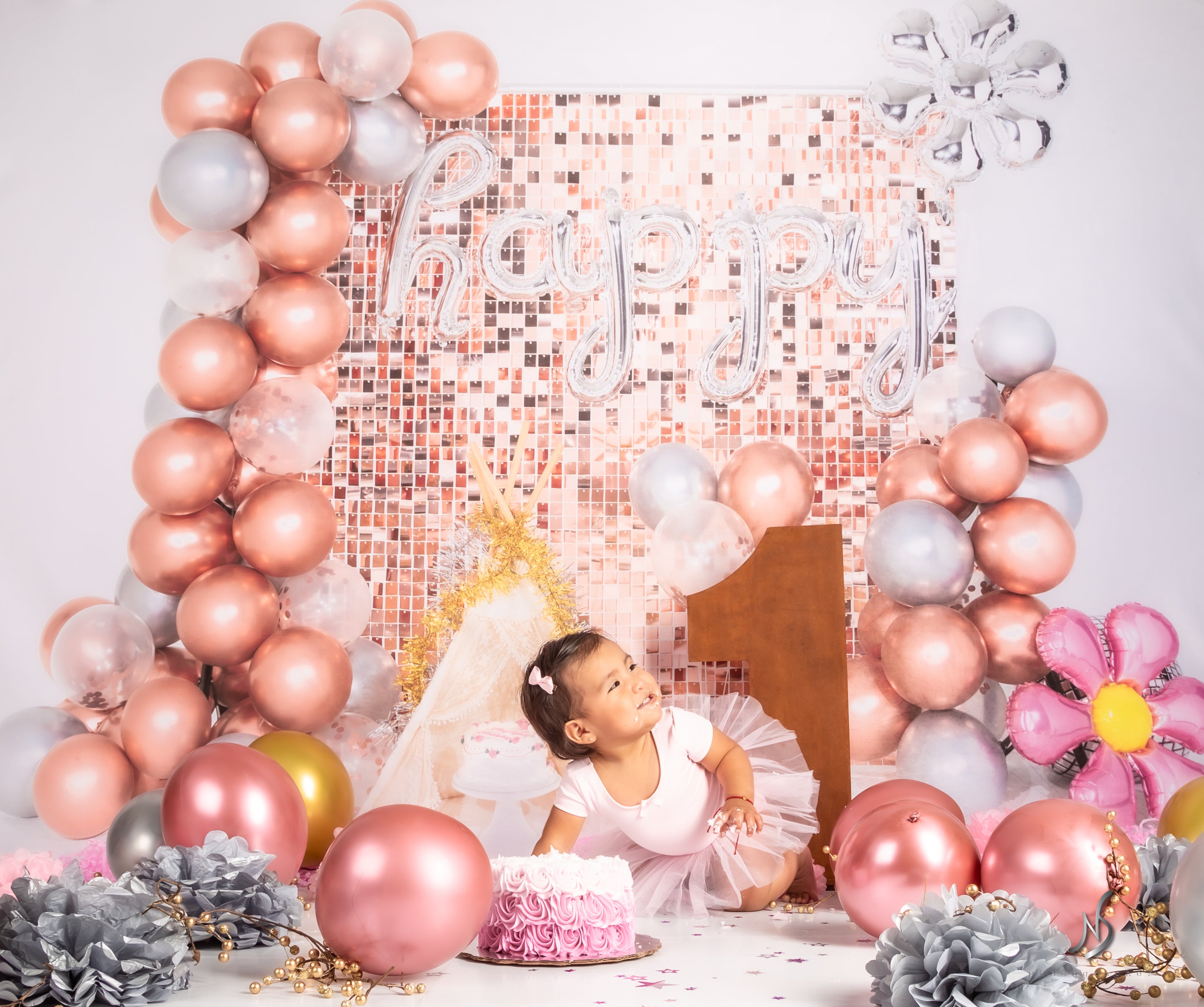 Kate Geburtstag Hintergrund Luftballons Glänzend Paillette Wand Party von Emetselch - Kate Backdrop.de