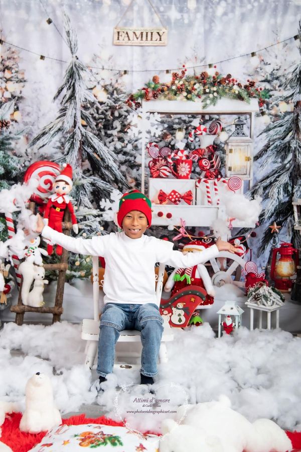 Kate Weihnachten Hot Cocoa Schnee Bäume Zimmer - Kate Backdrop.de