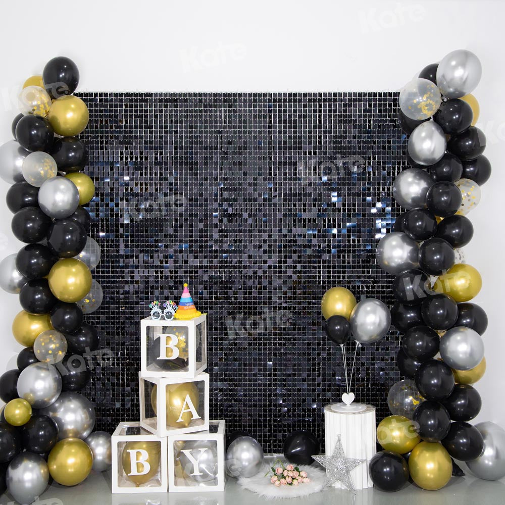 Kate Geburtstag Hintergrund Schwarz Gold Paillette Wand Party von Emetselch - Kate Backdrop.de
