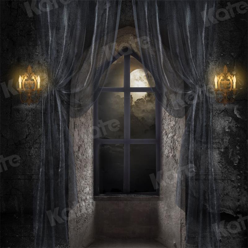 Kate Halloween Hintergrund Schloss Nacht Mond von Uta Mueller Photography - Kate Backdrop.de