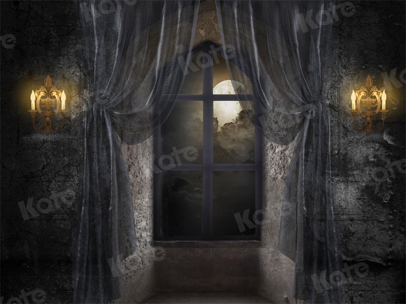 Kate Halloween Hintergrund Schloss Nacht Mond von Uta Mueller Photography - Kate Backdrop.de