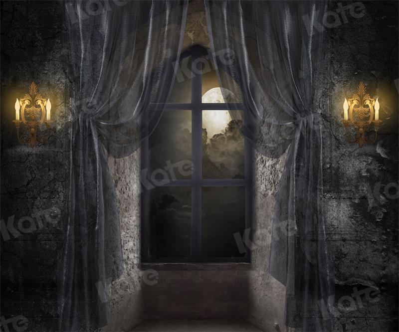 Kate Halloween Hintergrund Schloss Nacht Mond von Uta Mueller Photography - Kate Backdrop.de