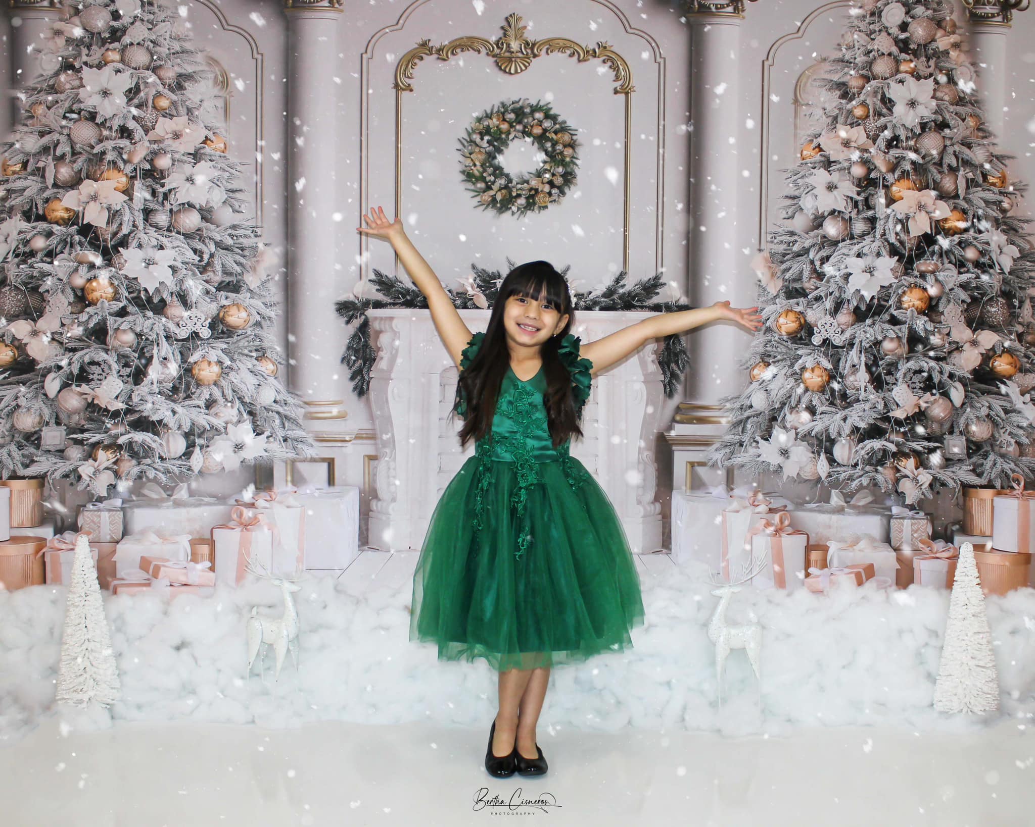 Kate Weihnachten Hintergrund retro Wand Bäume Kamin für Fotografie - Kate Backdrop.de