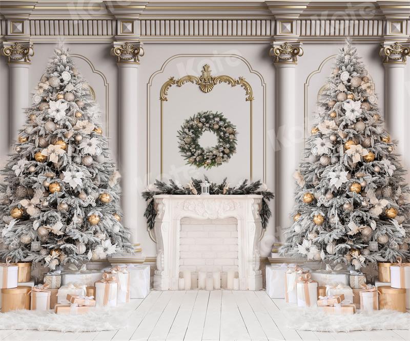 Kate Weihnachten Hintergrund retro Wand Bäume Kamin für Fotografie - Kate Backdrop.de
