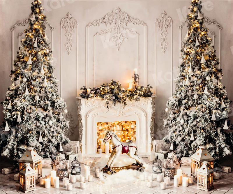 Kate Weihnachten Hintergrund Bäume Weiße Wand Trojanisches Pferd für die Fotografie - Kate Backdrop.de